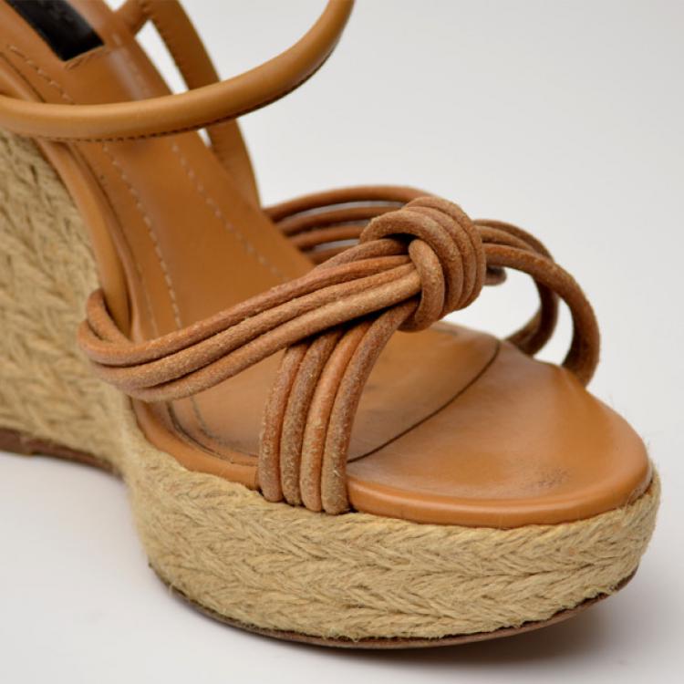 Pre Owned Burberry Brown Espadrilles Wedges Size 39
