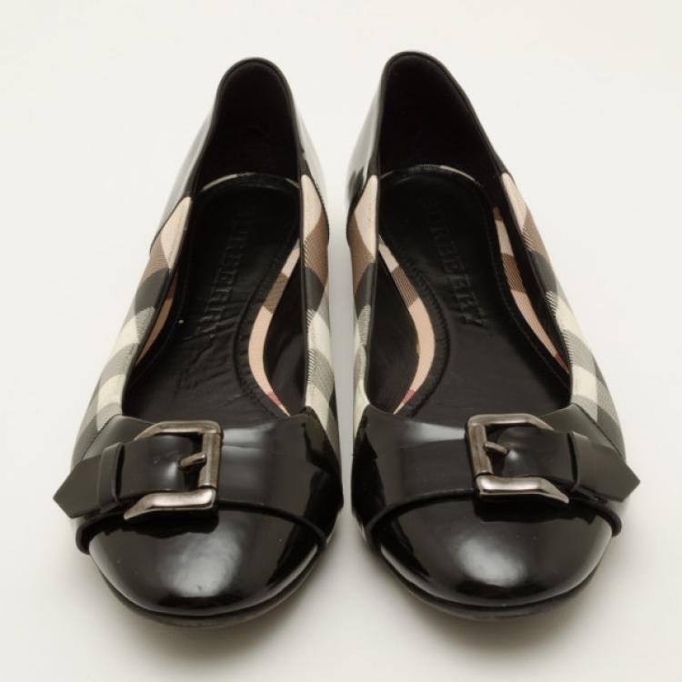 Pre Owned Burberry Nova Check Ballerina Flats with Buckles Size 40
