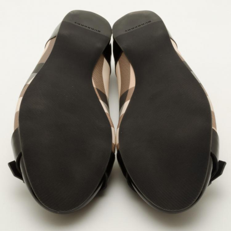 Pre Owned Burberry Nova Check Ballerina Flats with Buckles Size 40