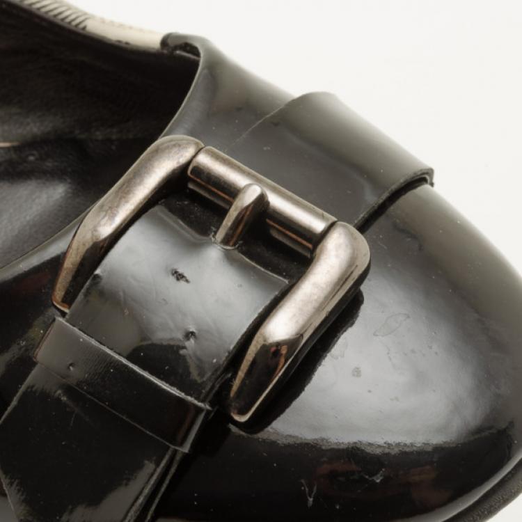 Pre Owned Burberry Nova Check Ballerina Flats with Buckles Size 40