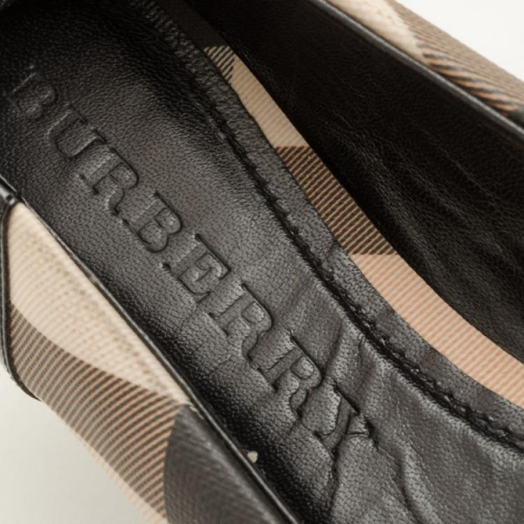 Pre Owned Burberry Nova Check Ballerina Flats with Buckles Size 40