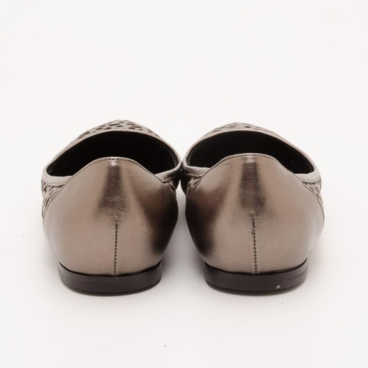 Pre Owned Burberry Nova Check Broderie Anglaise Ballerina Flats Size 36