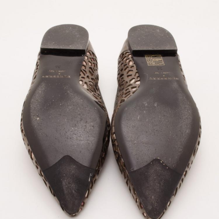 Pre Owned Burberry Nova Check Broderie Anglaise Ballerina Flats Size 36