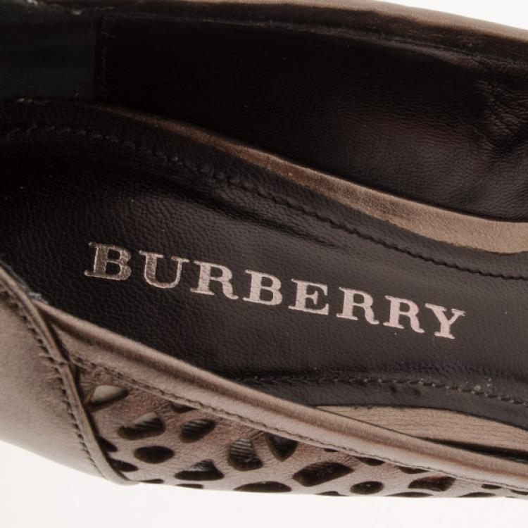 Pre Owned Burberry Nova Check Broderie Anglaise Ballerina Flats Size 36