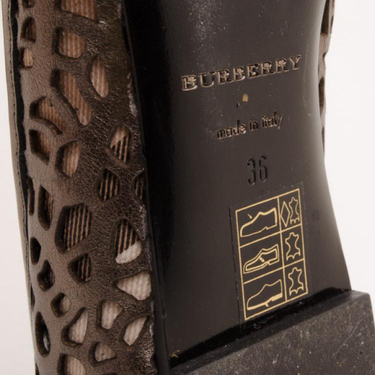 Pre Owned Burberry Nova Check Broderie Anglaise Ballerina Flats Size 36