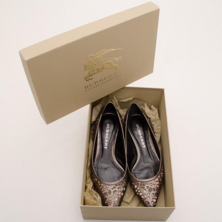 Pre Owned Burberry Nova Check Broderie Anglaise Ballerina Flats Size 36
