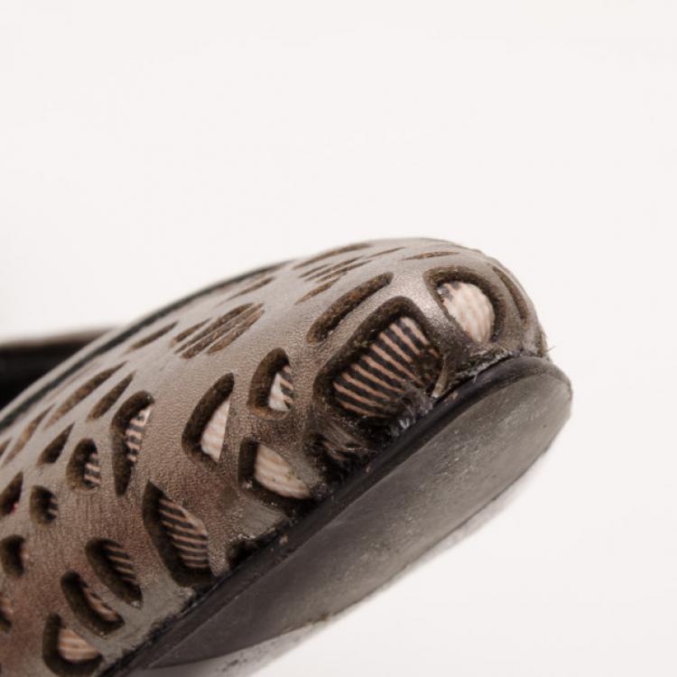 Pre Owned Burberry Nova Check Broderie Anglaise Ballerina Flats Size 36