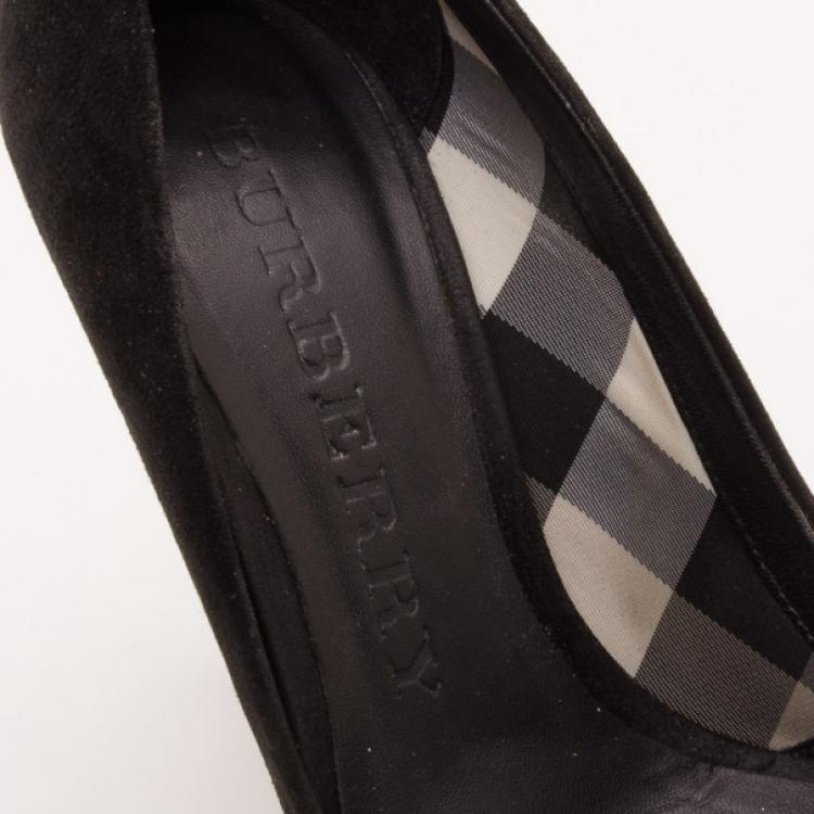 Pre Owned Burberry Black Suede Twisted Peep Toe Pumps Size 36