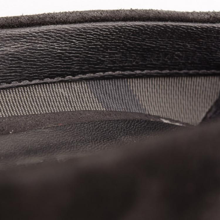 Pre Owned Burberry Black Suede Twisted Peep Toe Pumps Size 36