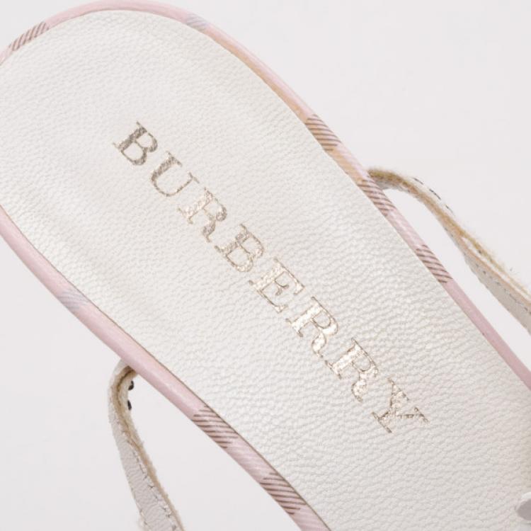 Pre Owned Burberry Pink Check Kitten Heel Sandals Size 38