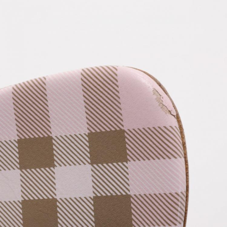 Pre Owned Burberry Pink Check Kitten Heel Sandals Size 38