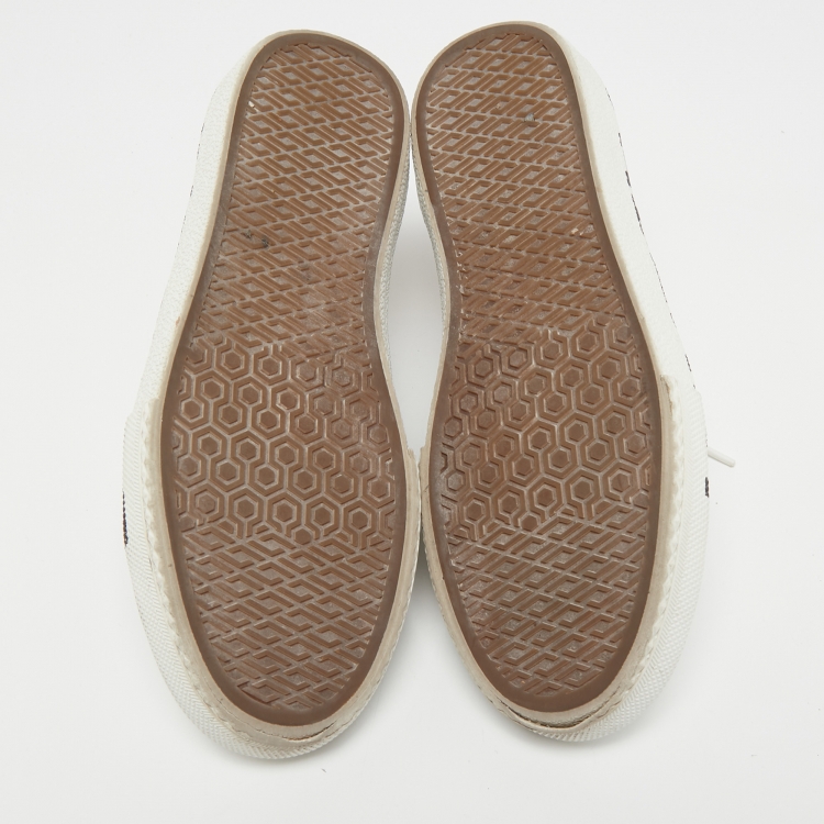Pre Owned Burberry Beige/White Vintage Check Canvas and Rubber Larkhall Sneakers Size 37