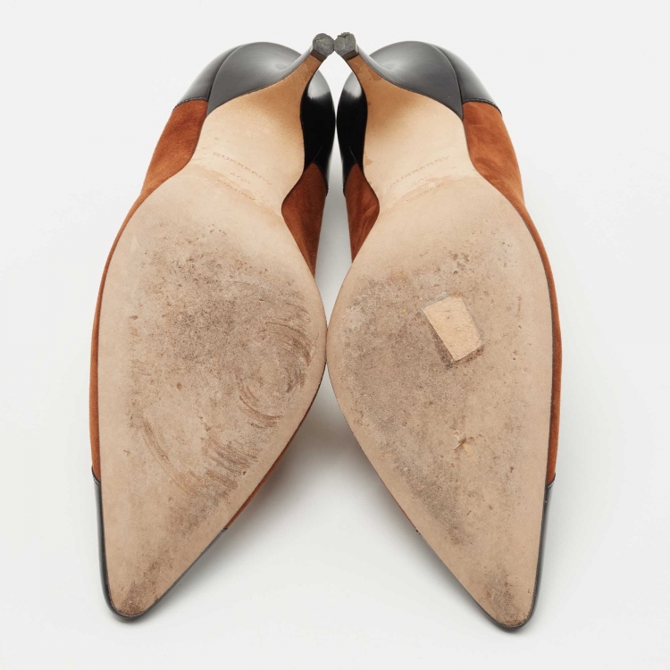 Pre Owned Burberry Brown/Black Suede and Leather Pumps Size 40.5