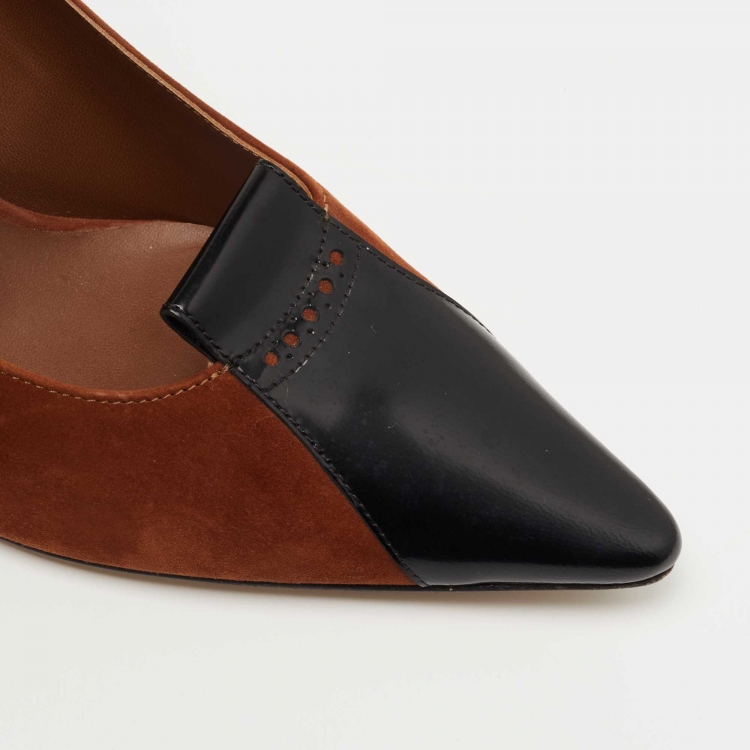 Pre Owned Burberry Brown/Black Suede and Leather Pumps Size 40.5