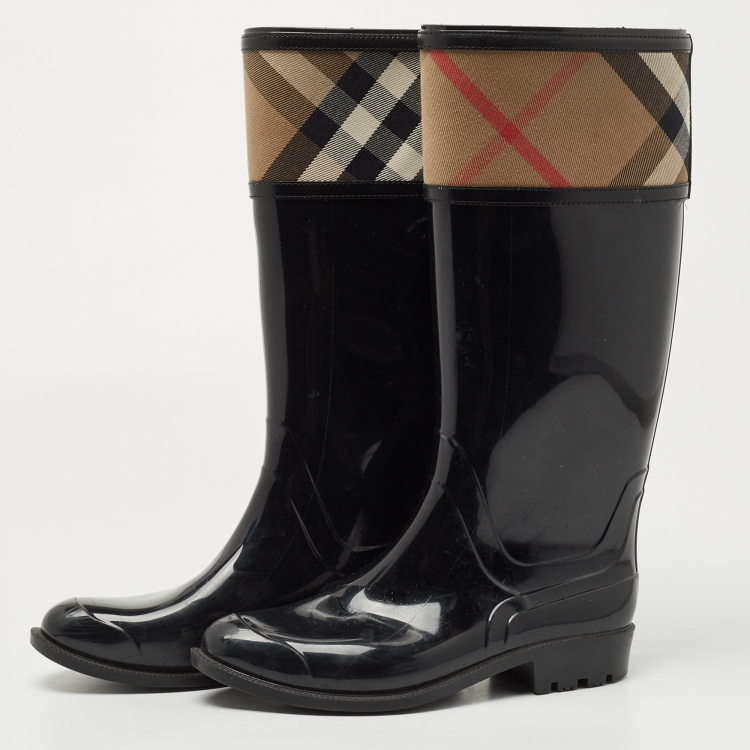 Burberry Rubber and Canvas Rain Boots Size 37 |