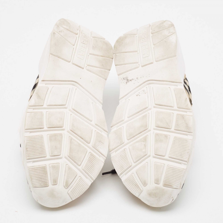 Pre Owned Burberry White/Beige Check Canvas and Rubber Regis Chunky Sneakers Size 38