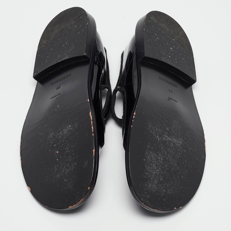 Pre Owned Burberry Black Patent Mary Jane Flats Size 36