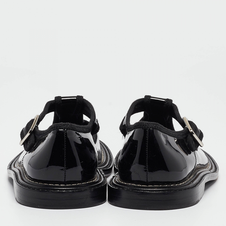 Pre Owned Burberry Black Patent Mary Jane Flats Size 36