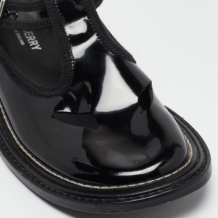 Pre Owned Burberry Black Patent Mary Jane Flats Size 36