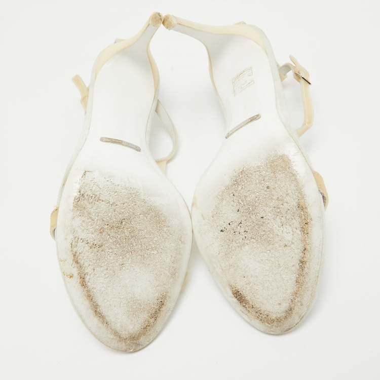Pre Owned Burberry Cream PVC and Suede Ankle Strap Sandals Size 39