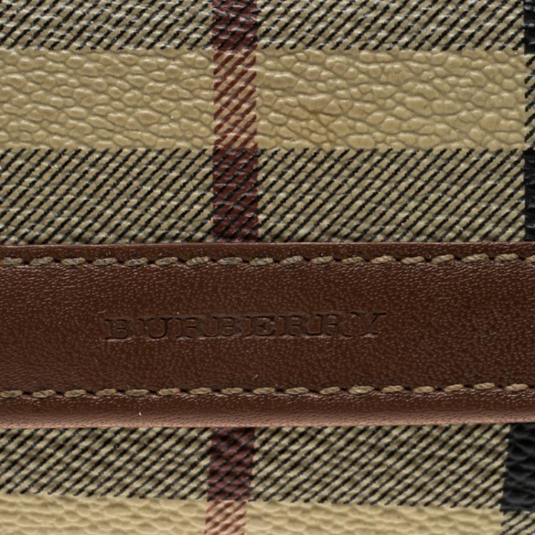  مملوكة مسبقًا محفظة بطاقات بربري PVC كاروهات هاي ماركت بني ب6 حلقات مفاتيح