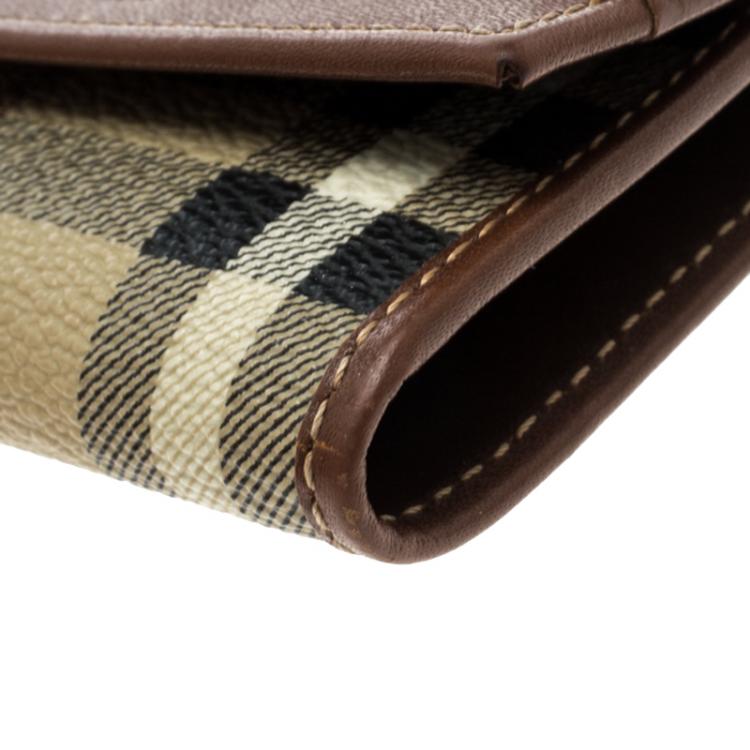 مملوكة مسبقًا محفظة بطاقات بربري PVC كاروهات هاي ماركت بني ب6 حلقات مفاتيح