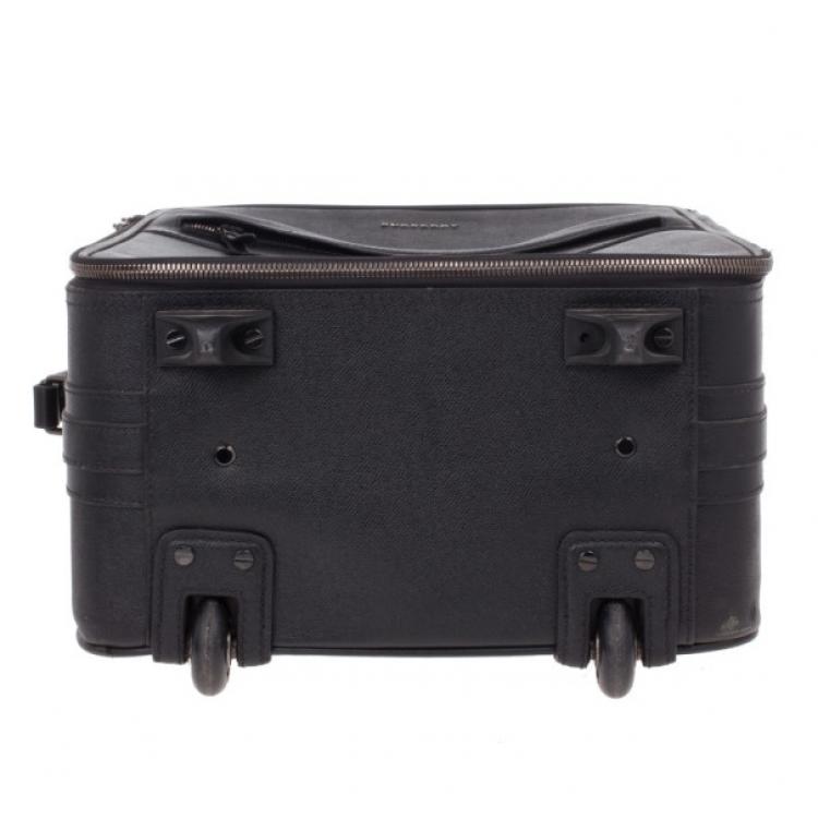 Pre Owned Burberry Black London Leather Two-Wheel Suitcase