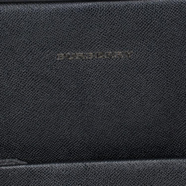 Pre Owned Burberry Black London Leather Two-Wheel Suitcase