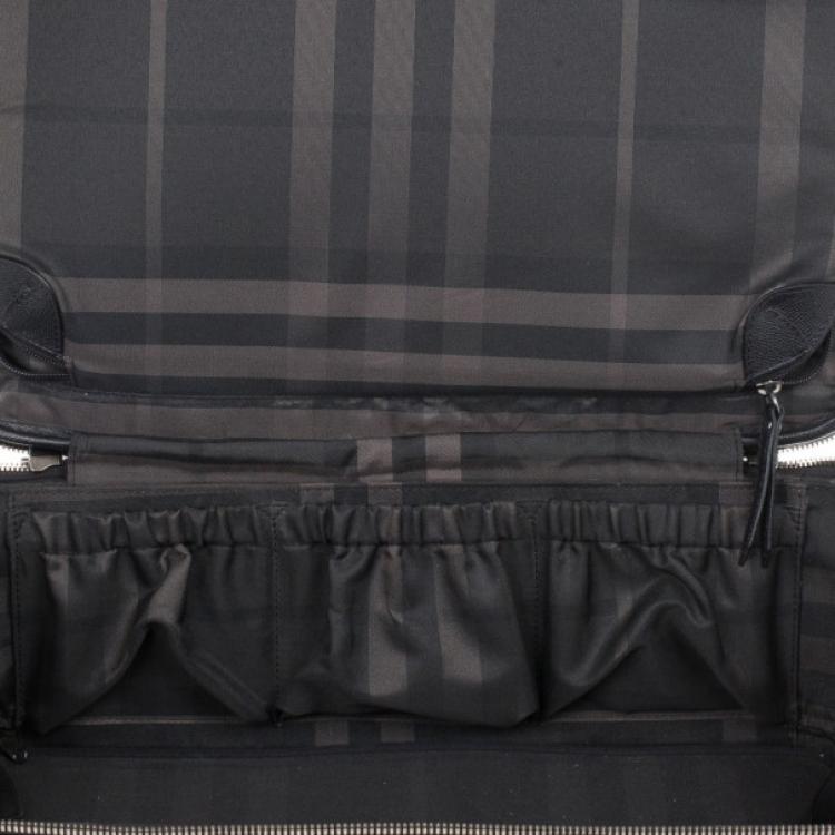 Pre Owned Burberry Black London Leather Two-Wheel Suitcase