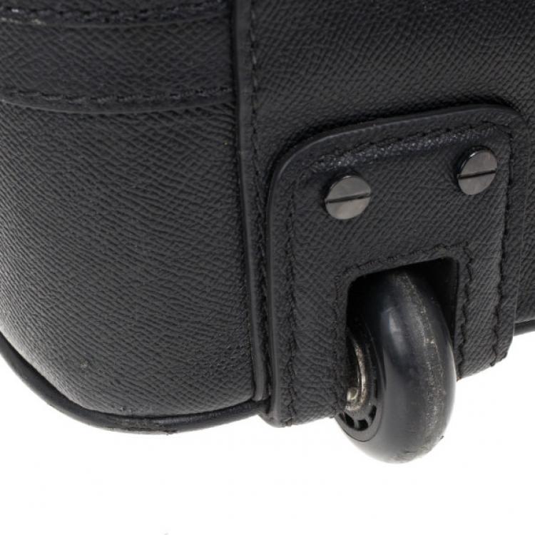 Pre Owned Burberry Black London Leather Two-Wheel Suitcase