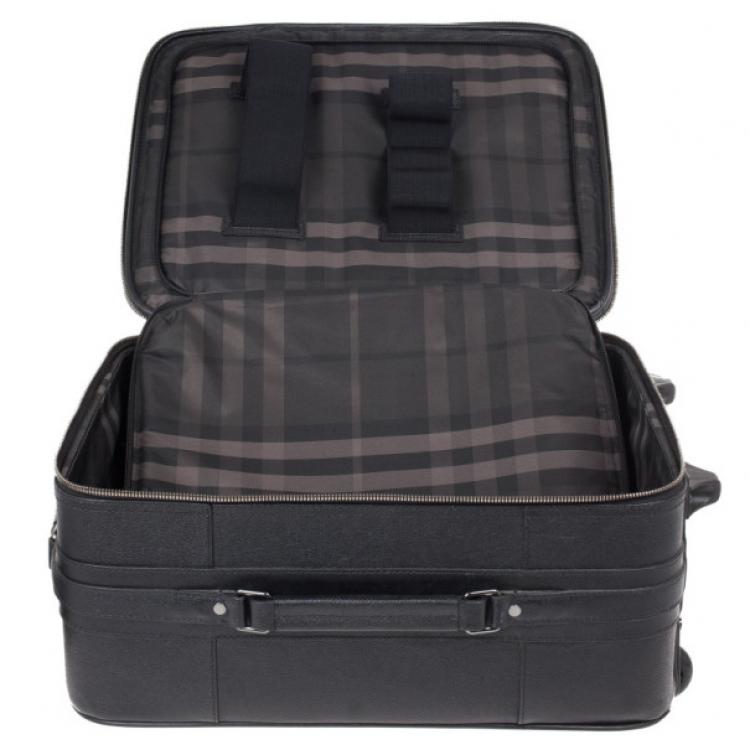 Pre Owned Burberry Black London Leather Two-Wheel Suitcase