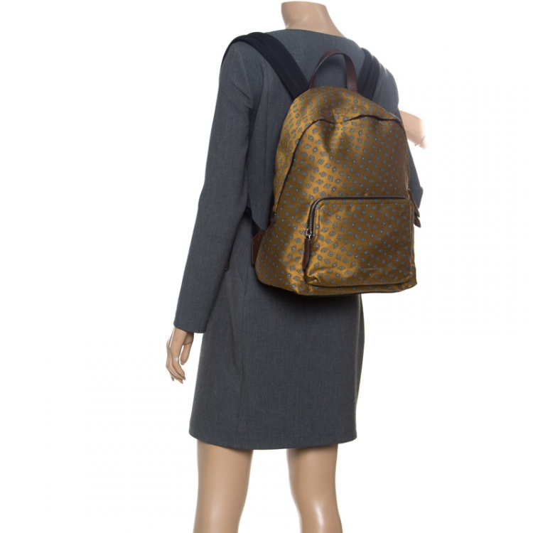 Pre Owned Burberry  Yellow/Black Tie Print Fabric Simple Abbeydale Backpack