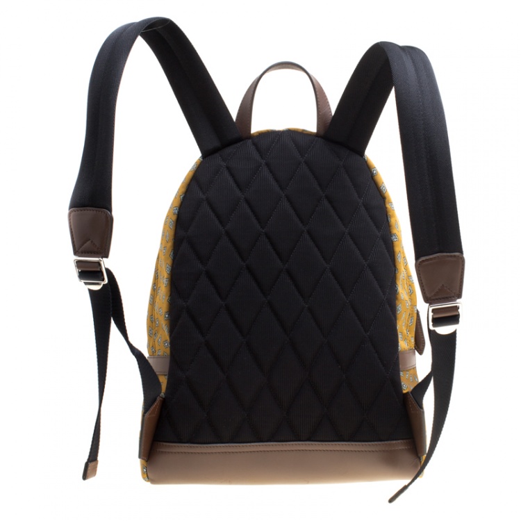 Pre Owned Burberry  Yellow/Black Tie Print Fabric Simple Abbeydale Backpack