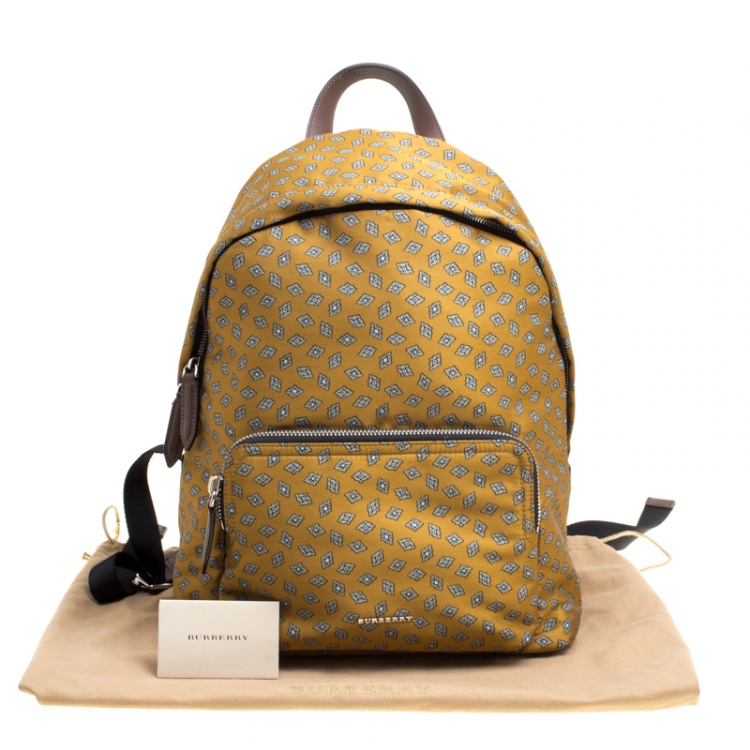 Pre Owned Burberry  Yellow/Black Tie Print Fabric Simple Abbeydale Backpack