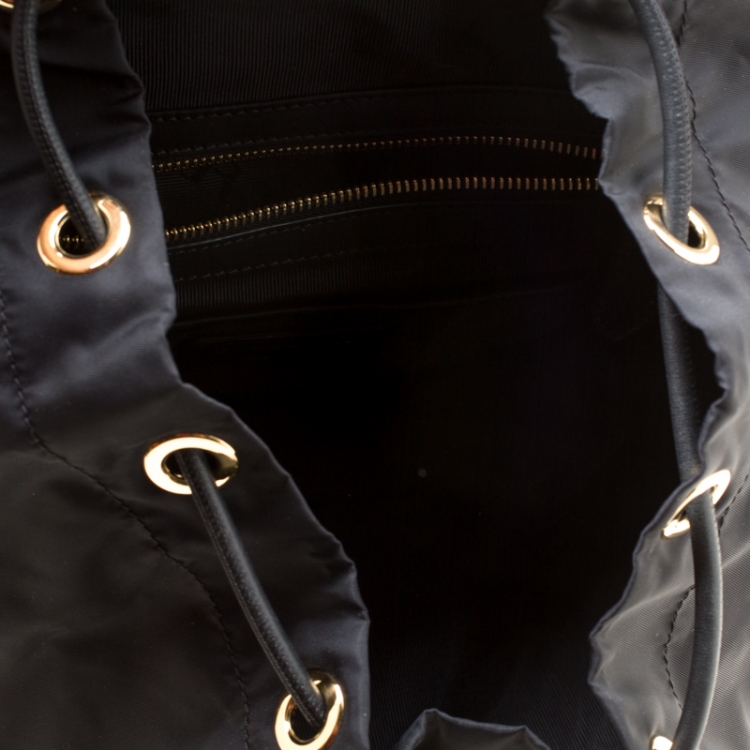 Pre Owned Burberry Black Nylon and Leather Rucksack Backpack