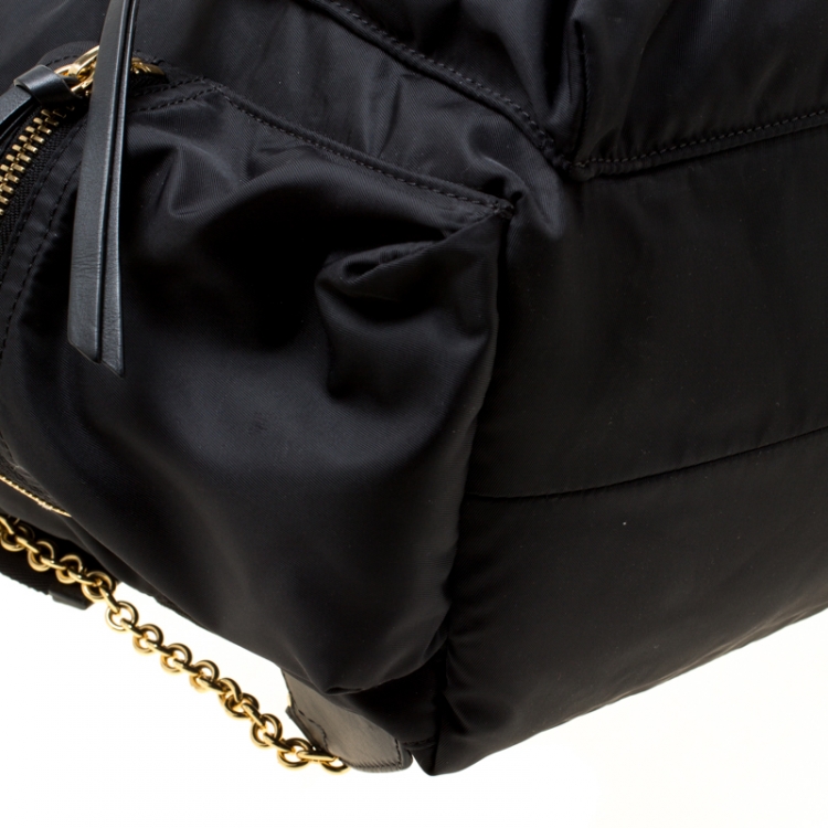 Pre Owned Burberry Black Nylon and Leather Rucksack Backpack