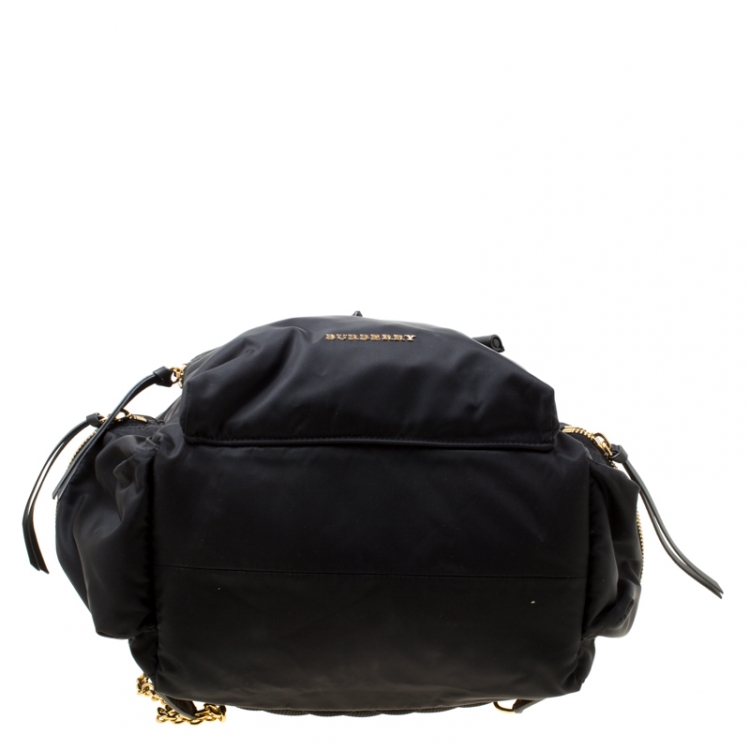 Pre Owned Burberry Black Nylon and Leather Rucksack Backpack