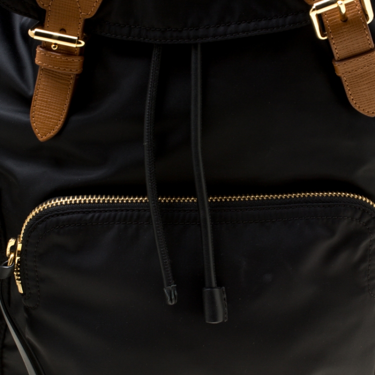 Pre Owned Burberry Black Nylon and Leather Rucksack Backpack