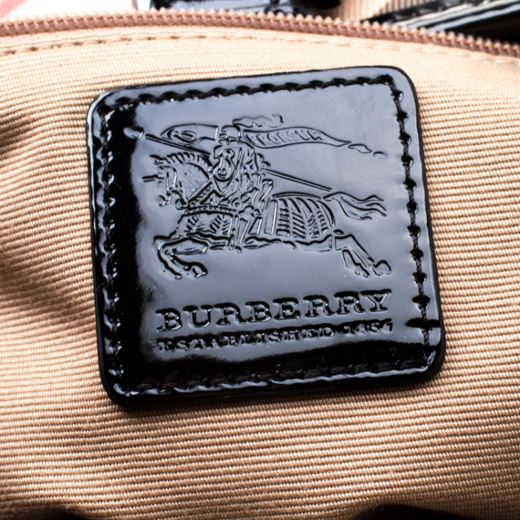 Pre Owned Burberry Black/Beige Nova Check PVC and Patent Leather Backpack