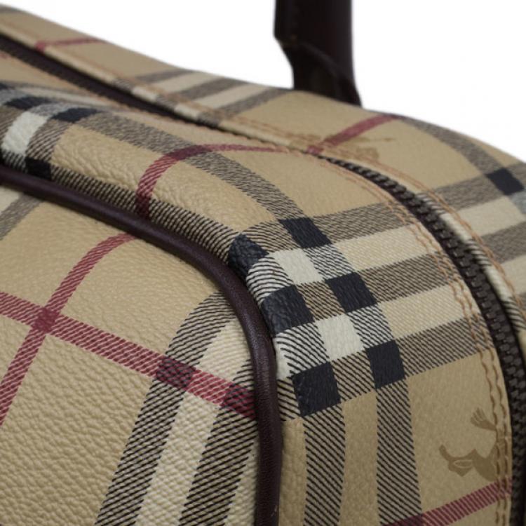 Pre Owned Burberry Haymarket Coated Canvas Luggage Bag