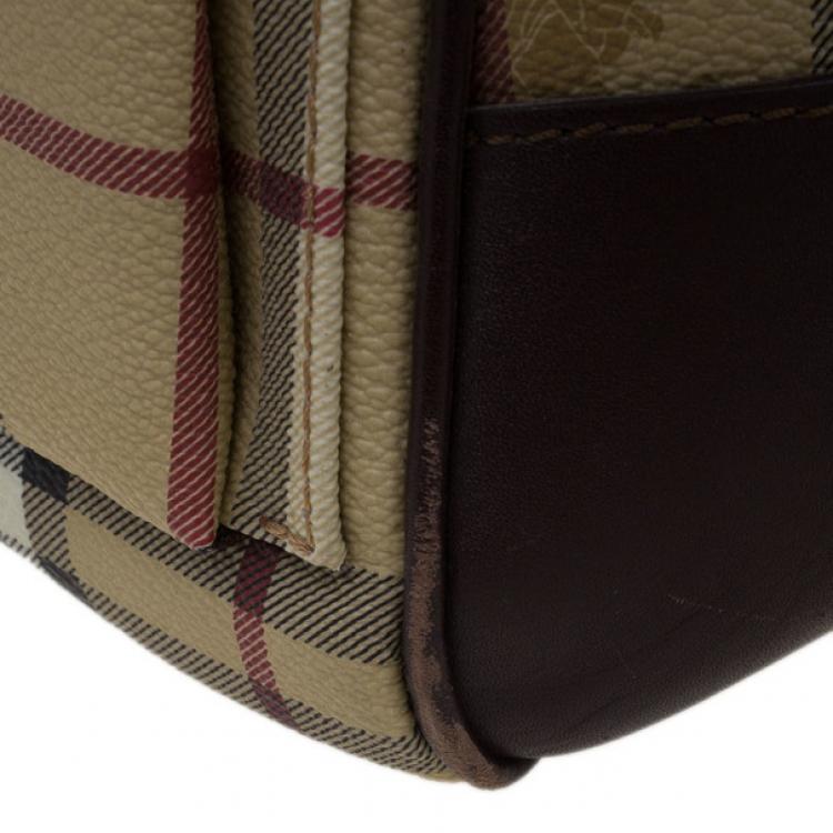 Pre Owned Burberry Haymarket Coated Canvas Luggage Bag