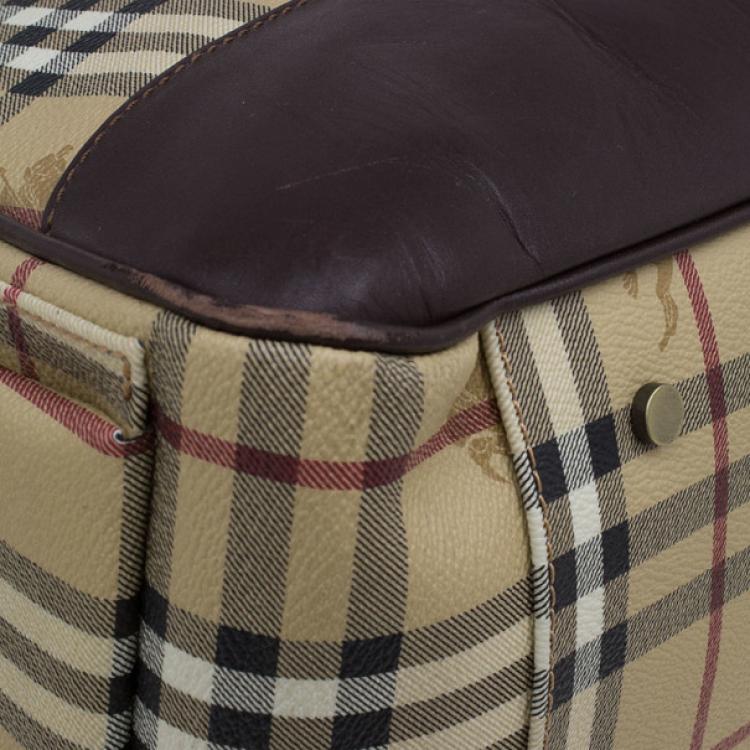 Pre Owned Burberry Haymarket Coated Canvas Luggage Bag