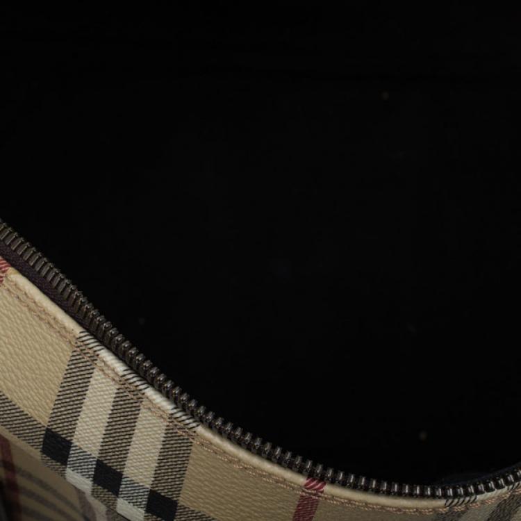 Pre Owned Burberry Haymarket Coated Canvas Luggage Bag