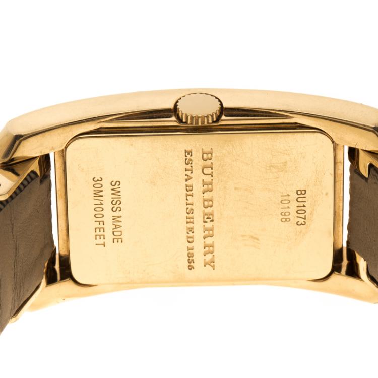 Pre Owned Burberry Yellow Gold Plated Stainless Steel Novacheck Women's Wristwatch 25 mm