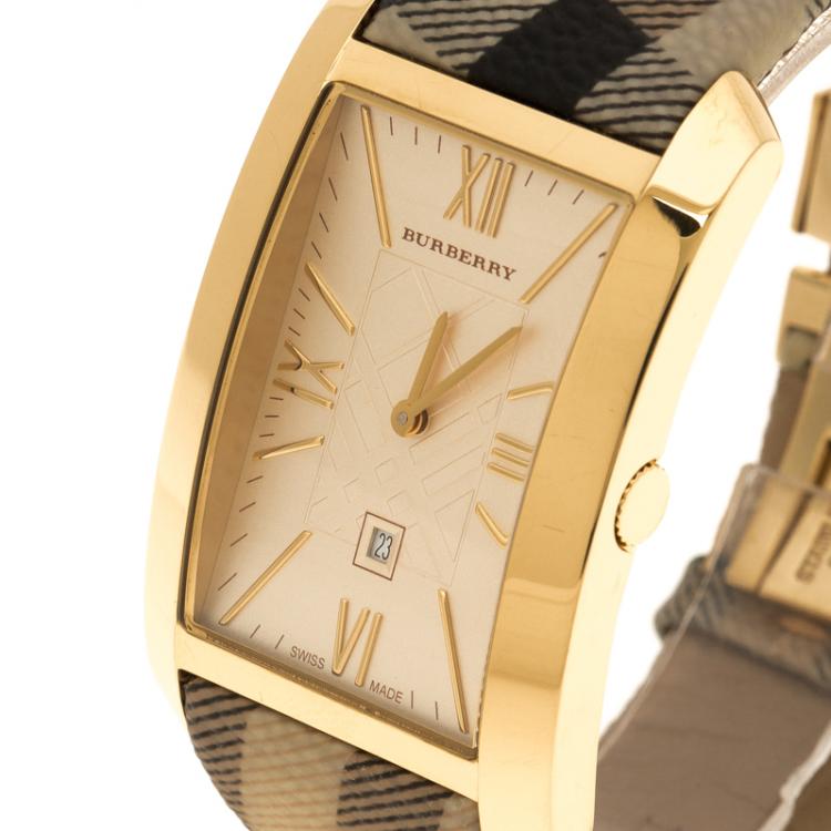 Pre Owned Burberry Gold Plated Stainless Steel BU1094 Women's Wristwatch 30 mm