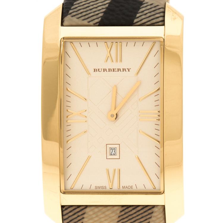 Pre Owned Burberry Gold Plated Stainless Steel BU1094 Women's Wristwatch 30 mm