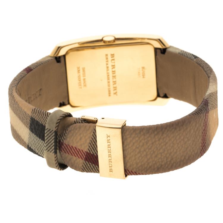 Pre Owned Burberry Gold Plated Stainless Steel BU1094 Women's Wristwatch 30 mm