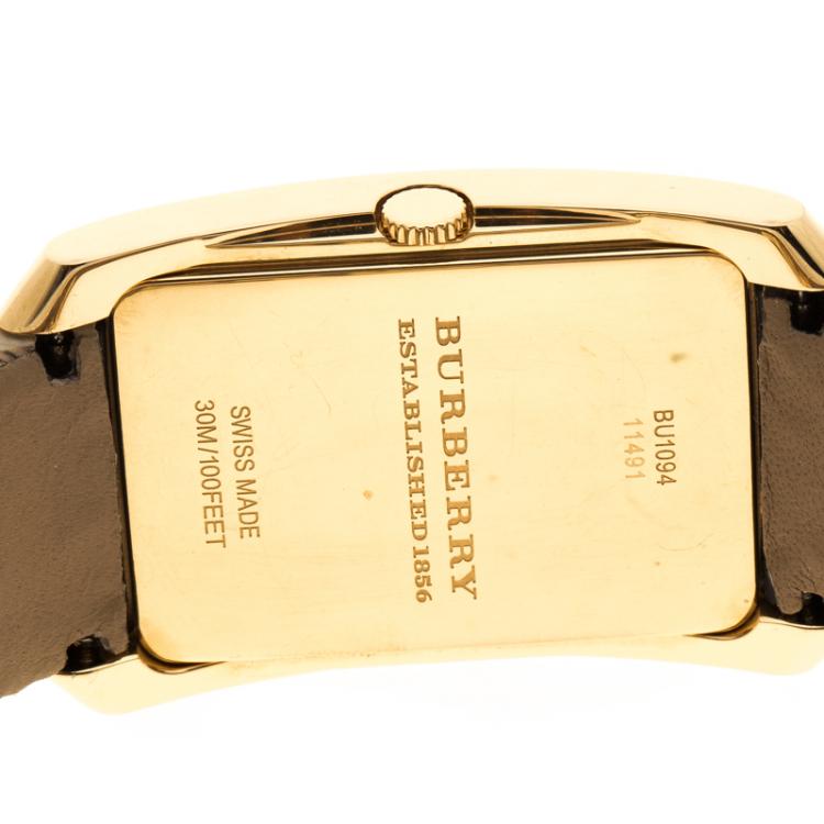 Pre Owned Burberry Gold Plated Stainless Steel BU1094 Women's Wristwatch 30 mm