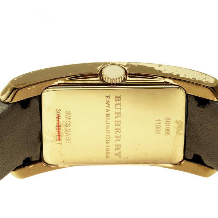 Pre Owned Burberry Gold Plated Steel Heritage BU1094 Women's Wristwatch 25 mm