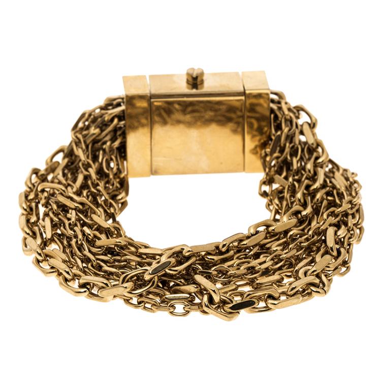 Pre Owned Burberry Gold Tone BU5602 Multi-Chain Bracelet Women's Wristwatch 20 mm